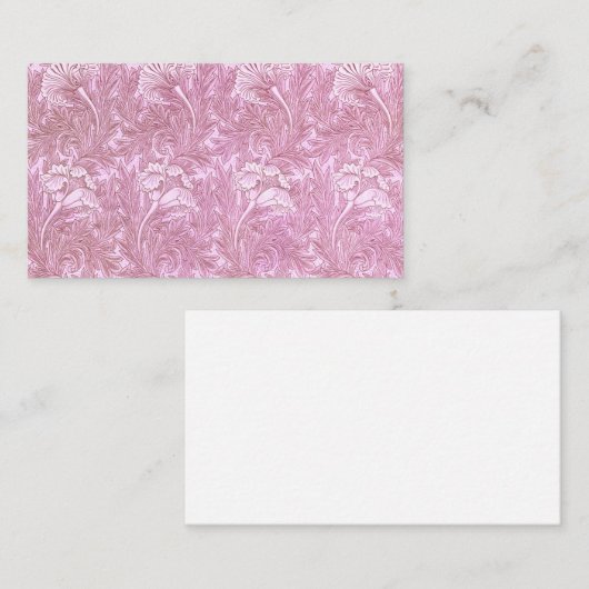 ウィリアム・モリスによるピンクのチューリップパターン 名刺 (正面/裏面)