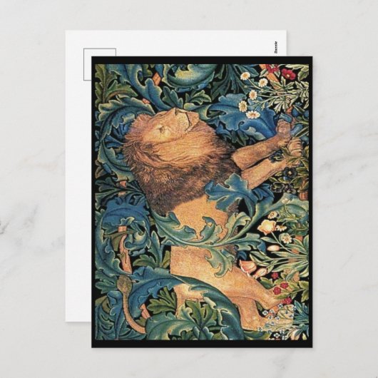 ウィリアム・モリスによる森のライオン シーズンポストカード (正面/裏面)