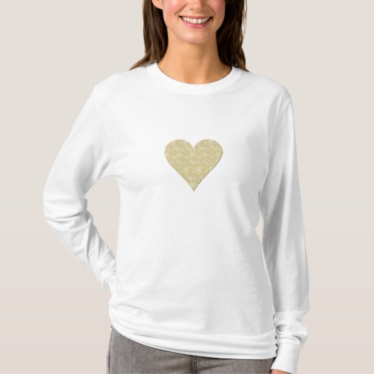 ウィリアム・モリスによる花の模様のハート Tシャツ (正面)