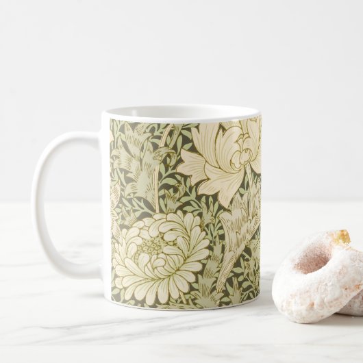 ウィリアム・モリスによる菊の花、ヴィンテージアート コーヒーマグカップ (ドーナツ)