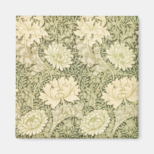 ウィリアム・モリスによる菊の花、ヴィンテージアート マグネット (正面)
