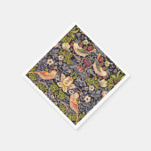 ウィリアム・モリスのいちごの盗人の花柄アールヌーボー スタンダードカクテルナプキン (角)
