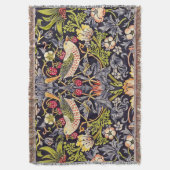 ウィリアム・モリスのいちごの盗人の花柄アールヌーボー スローブランケット (正面縦)