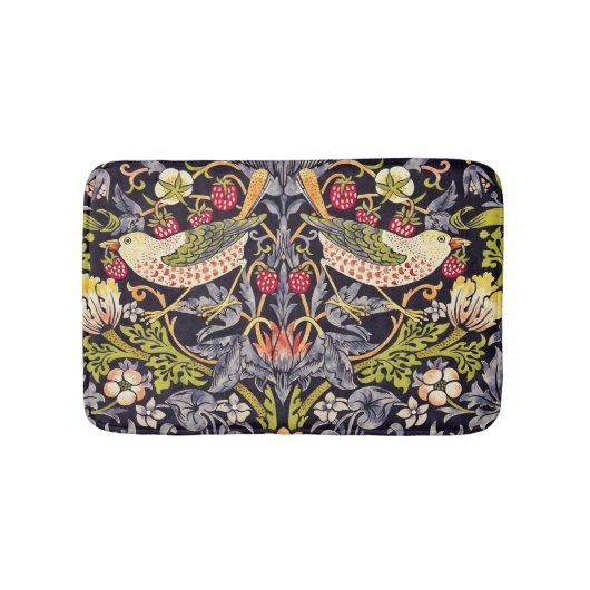 ウィリアム・モリスのいちごの盗人の花柄アールヌーボー バスマット (正面)