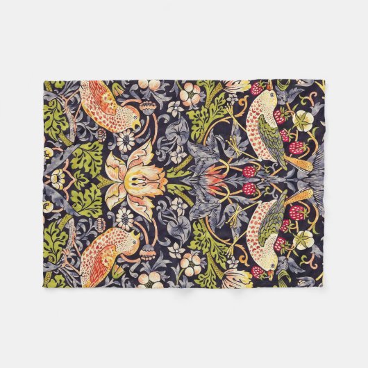 ウィリアム・モリスのいちごの盗人の花柄アールヌーボー フリースブランケット (正面(横))