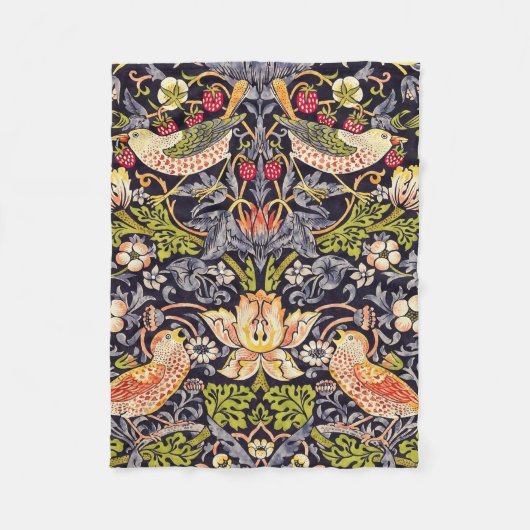 ウィリアム・モリスのいちごの盗人の花柄アールヌーボー フリースブランケット (正面)