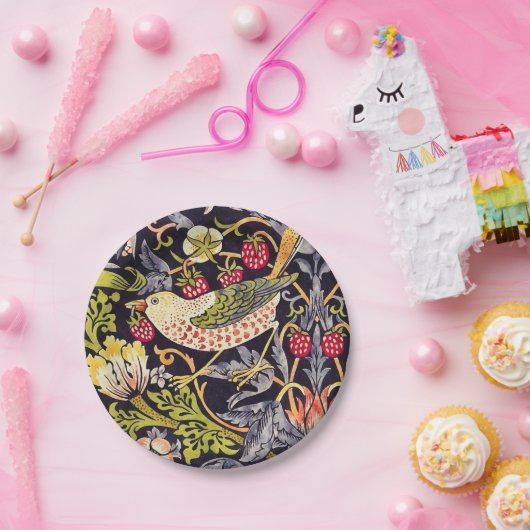 ウィリアム・モリスのいちごの盗人の花柄アールヌーボー ペーパープレート (パーティー)