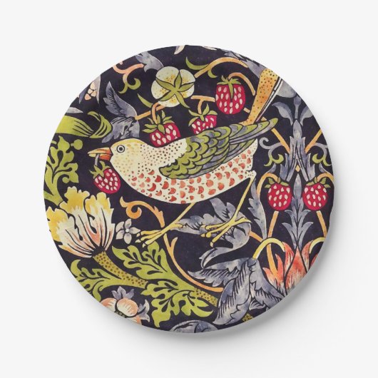 ウィリアム・モリスのいちごの盗人の花柄アールヌーボー ペーパープレート (正面)