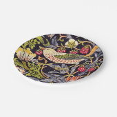 ウィリアム・モリスのいちごの盗人の花柄アールヌーボー ペーパープレート (アングル)