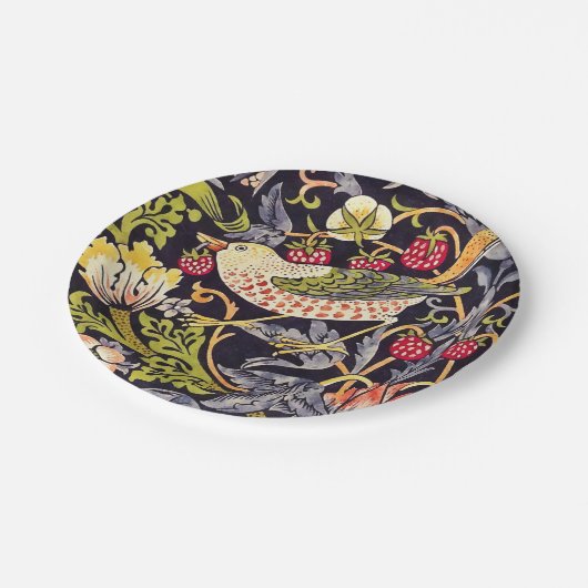 ウィリアム・モリスのいちごの盗人の花柄アールヌーボー ペーパープレート (アングル)