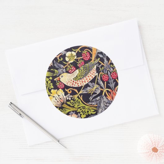 ウィリアム・モリスのいちごの盗人の花柄アールヌーボー ラウンドシール (封筒)