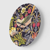 ウィリアム・モリスのいちごの盗人の花柄アールヌーボー ラージ壁時計 (傾斜)