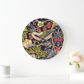 ウィリアム・モリスのいちごの盗人の花柄アールヌーボー ラージ壁時計 (ホーム)