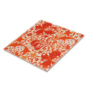 ウィリアム・モリスのアイリスおよびユリのマンダリンオレンジ タイル (側面)