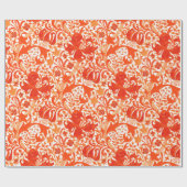 ウィリアム・モリスのアイリスおよびユリのマンダリンオレンジ ラッピングペーパー (フラット)