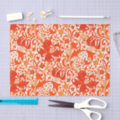 ウィリアム・モリスのアイリスおよびユリのマンダリンオレンジ 薄葉紙 (クラフト)