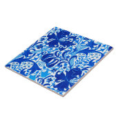 ウィリアム・モリスのアイリスおよびユリ、コバルトブルー タイル (側面)