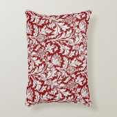 ウィリアム・モリスのアザミのダマスク織、えんじ色及び白い アクセントクッション (正面(垂直))