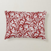 ウィリアム・モリスのアザミのダマスク織、えんじ色及び白い アクセントクッション (裏面)