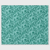 ウィリアム・モリスのアザミのダマスク織、ターコイズおよび水 ラッピングペーパー (フラット)
