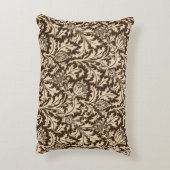 ウィリアム・モリスのアザミのダマスク織、暗灰色タン及びベージュ色 アクセントクッション (裏面(縦))