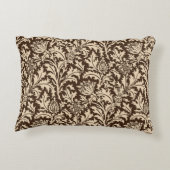 ウィリアム・モリスのアザミのダマスク織、暗灰色タン及びベージュ色 アクセントクッション (裏面)