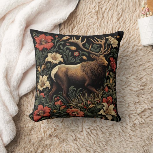 ウィリアム・モリスのインスピレーションを受けたエルク枕 クッション (ブランケット)
