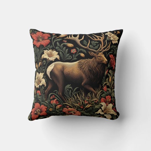 ウィリアム・モリスのインスピレーションを受けたエルク枕 クッション (裏面)