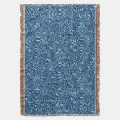 ウィリアム・モリスのインディアン、暗いインディゴおよびスカイブルー スローブランケット (正面縦)