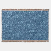 ウィリアム・モリスのインディアン、暗いインディゴおよびスカイブルー スローブランケット (正面)