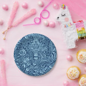 ウィリアム・モリスのインディアン、暗いインディゴおよびスカイブルー ペーパープレート (パーティー)