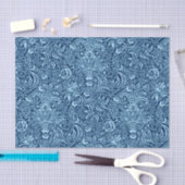 ウィリアム・モリスのインディアン、暗いインディゴおよびスカイブルー 薄葉紙 (クラフト)