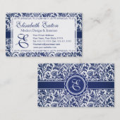 ウィリアム・モリスのエレガントで青および白い花柄 名刺 (正面/裏面)