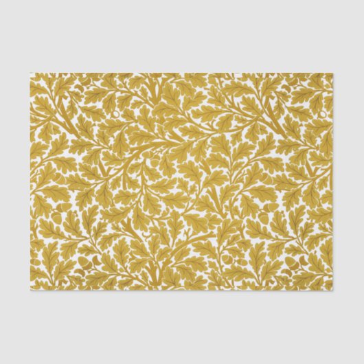 ウィリアム・モリスのカシの葉、マスタードの黄色及び白 薄葉紙 (正面)