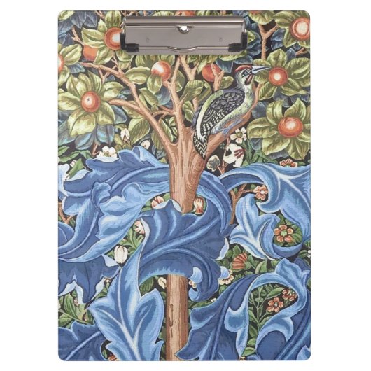 ウィリアム・モリスのキツツキのタペストリーの花柄のヴィンテージ クリップボード (正面)
