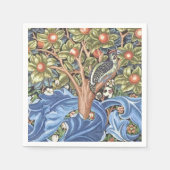 ウィリアム・モリスのキツツキのタペストリーの花柄のヴィンテージ スタンダードカクテルナプキン (正面)