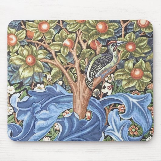 ウィリアム・モリスのキツツキのタペストリーの花柄のヴィンテージ マウスパッド (正面)