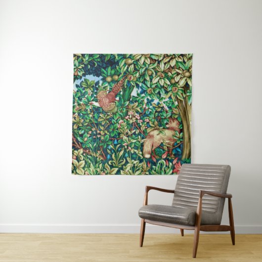 ウィリアム・モリスのキツネおよびキジのタペストリーのプリント タペストリー (インサイチュ)