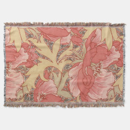 ウィリアム・モリスのケシの花のアールヌーボーパターン スローブランケット