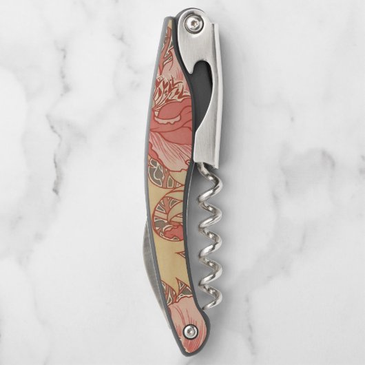 ウィリアム・モリスのケシの花のアールヌーボーパターン ソムリエナイフ (裏面)