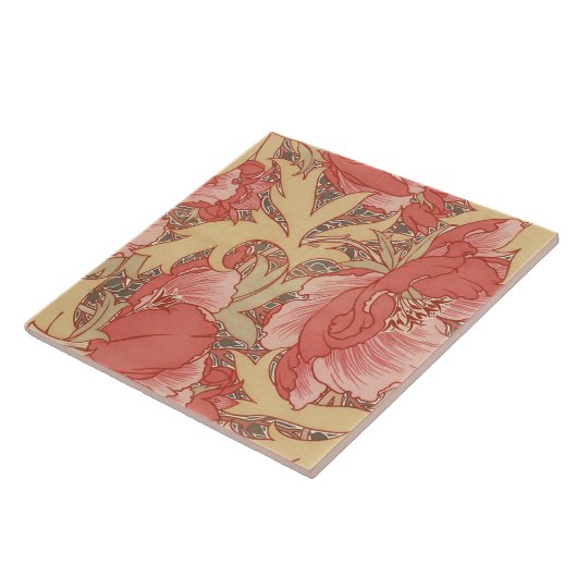 ウィリアム・モリスのケシの花のアールヌーボーパターン タイル (側面)