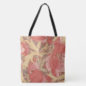 ウィリアム・モリスのケシの花のアールヌーボーパターン トートバッグ (正面)