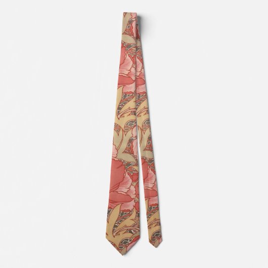 ウィリアム・モリスのケシの花のアールヌーボーパターン ネクタイ (正面)