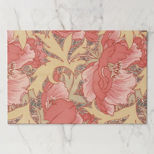 ウィリアム・モリスのケシの花のアールヌーボーパターン ペーパーパッド (正面)