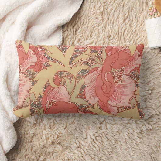 ウィリアム・モリスのケシの花のアールヌーボーパターン ランバークッション (ブランケット)