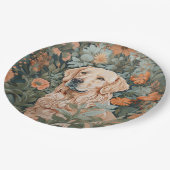 ウィリアム・モリスのスタイルにゴールデンレトリバー ペーパープレート (アングル)
