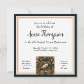 ウィリアム・モリスのスタイルの可愛いハリネズミ 招待状 (裏面)