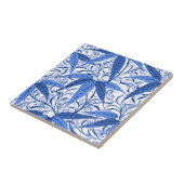 ウィリアム・モリスのタケプリント、コバルトブルー及び白 タイル (側面)