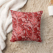 ウィリアム・モリスのダマスク織、えんじ色及び白い クッション (ブランケット)