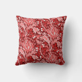 ウィリアム・モリスのダマスク織、えんじ色及び白い クッション (裏面)